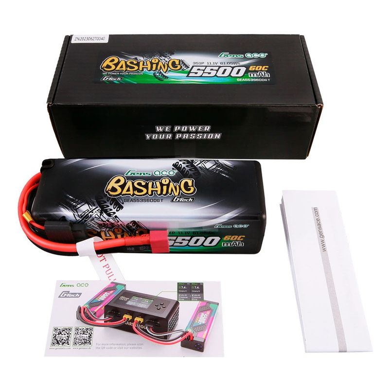 Gens ace 5500mAh 3S 60C 11,1V LiPo-batteri – Hardcase – Deans kontakt – Bashing