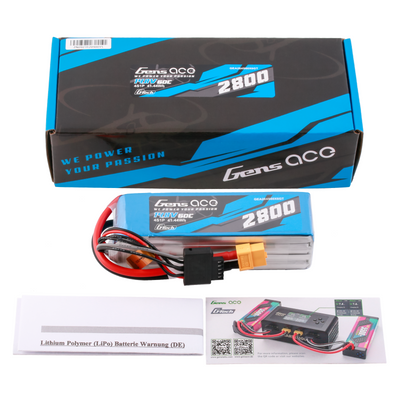 Gens ace 2800mAh 4S 60C 14,8V LiPo-batteri – XT60 kontakt – Ace Classic
