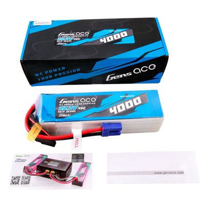 Gens ace 4000mAh 6S 45C 22,2V LiPo-batteri – EC5 kontakt – Heli