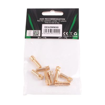 Gens ace 5,0mm bulletkontakter 8st (4x 19,5mm + 4x 22mm)