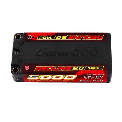 Gens ace 5000mAh 2S 140C 7,6V(HV) Shorty LiPo-batteri – 5,0mm bullet – Redline