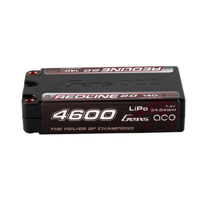 Gens ace 4600mAh 2S 140C 7,4V Shorty LiPo-batteri – 5,0mm bullet – Redline
