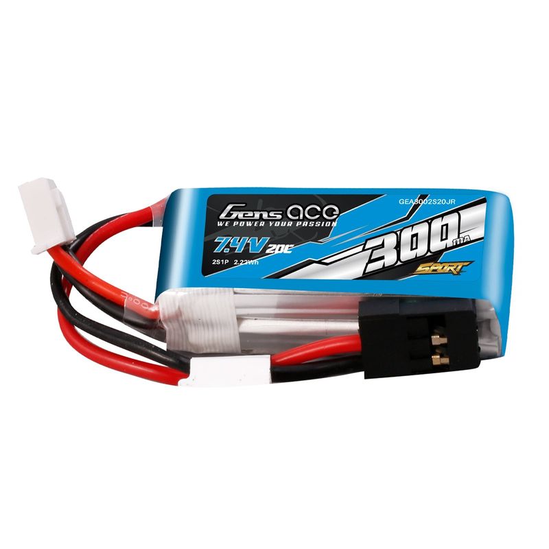 Gens ace 300mAh 2S 20C 7,4V LiPo-batteri – JR kontakt – Sport (F3K)