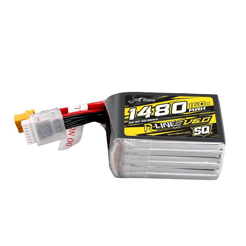 Tattu 1480mAh 6S 160C 22,2V SQ LiPo-batteri – XT60 kontakt – R-Line 6,0