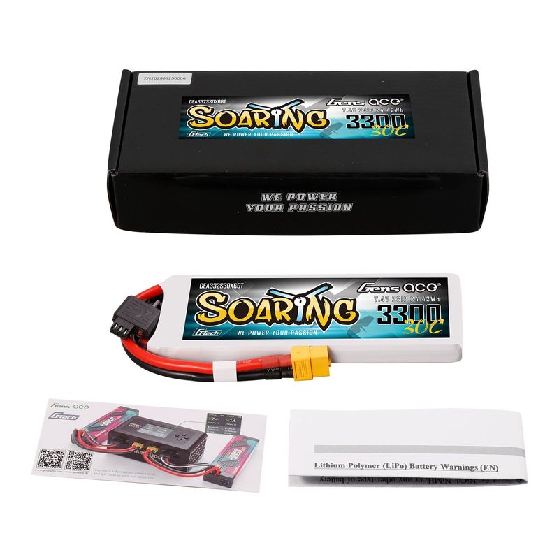 Gens ace Soaring 3300mAh 2S 7,4V 30C LiPo-batteri med XT60 – produktbild 5