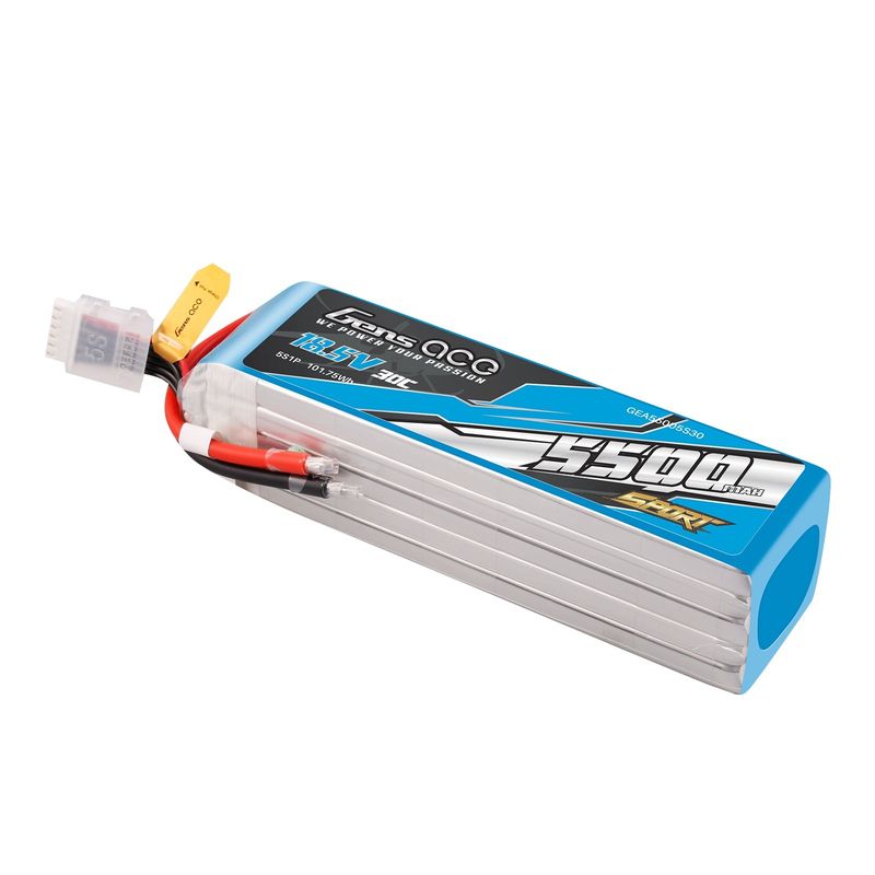 Gens ace 5500mAh 5S 30C 18,5V LiPo-batteri – utan kontakt – Sport (F3A)