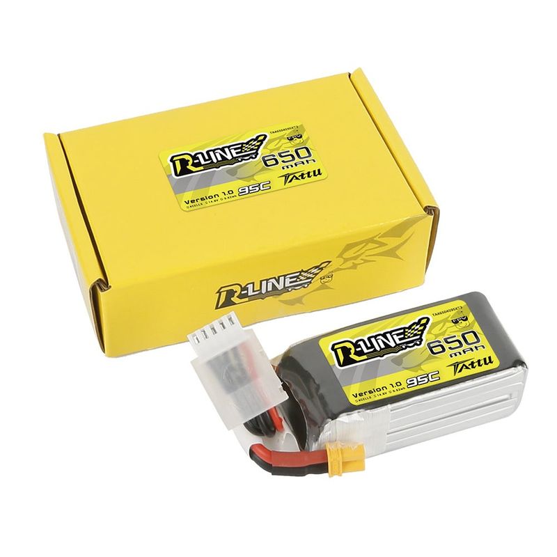 Tattu 650mAh 4S 95C 14,8V LiPo-batteri – XT30 kontakt – R-Line 1,0