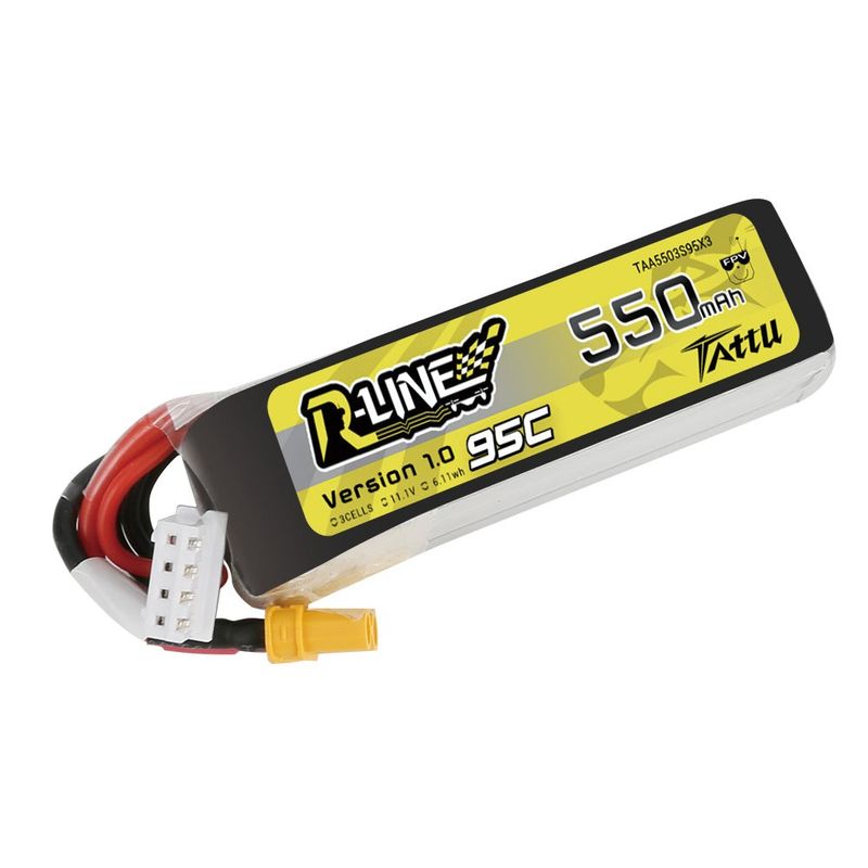 Tattu 550mAh 3S 95C 11,1V LiPo-batteri – XT30 kontakt – R-Line 1,0