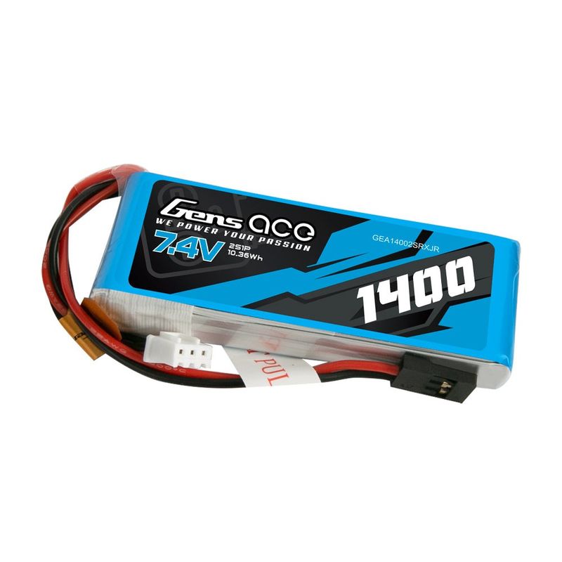 Gens ace 1400mAh 2S 7,4V LiPo-batteri – JR kontakt – sändare/mottagare