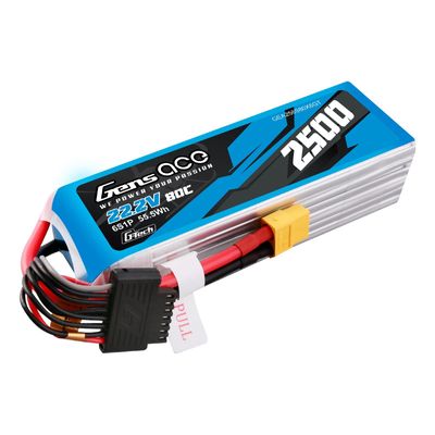 Gens ace 2500mAh 6S 80C 22,2V LiPo-batteri – XT60 kontakt – Heli