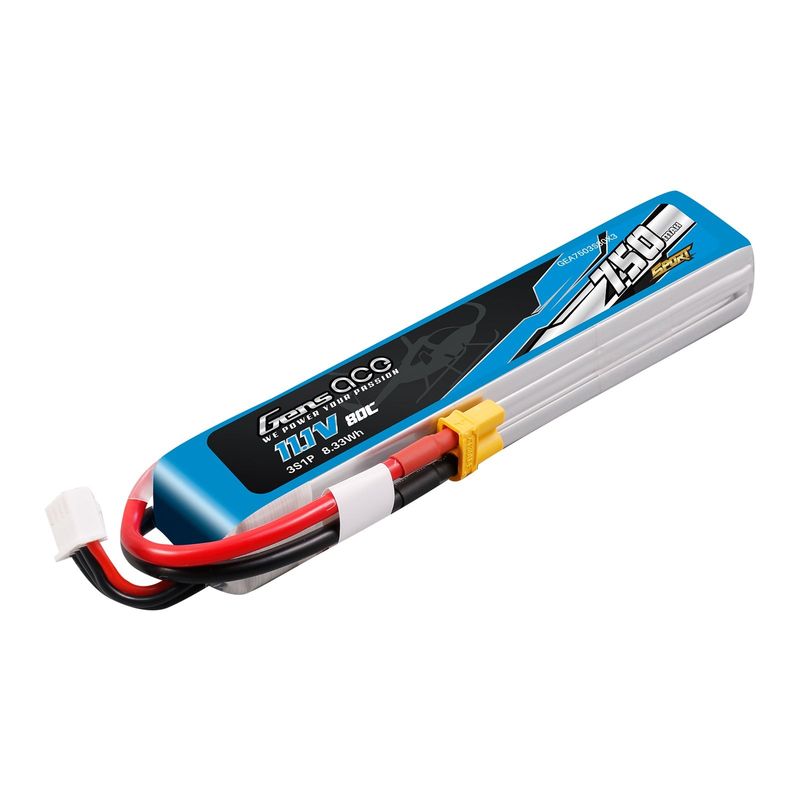 Gens ace 750mAh 3S 80C 11,1V LiPo-batteri – XT30 kontakt – Sport (F5J)