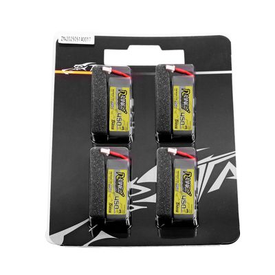 Tattu 450mAh 1S 95C 3,8V(HV) LiPo-batteri – BT 2,0 kontakt – R-Line 1,0 (4st)