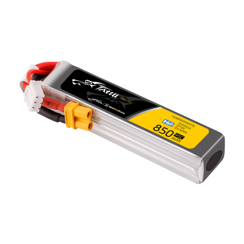 Tattu 850mAh 2S 95C 7,6V(HV) Long LiPo-batteri – XT30 kontakt – FPV Classic