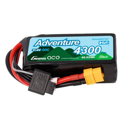 Gens ace 4300mAh 3S 60C 11,4V(HV) LiPo-batteri – XT60 / 1To3 kontakt – Adventure