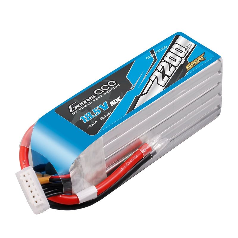 Gens ace 2200mAh 5S 80C 18,5V LiPo-batteri – utan kontakt – Sport (F5B / F2B)