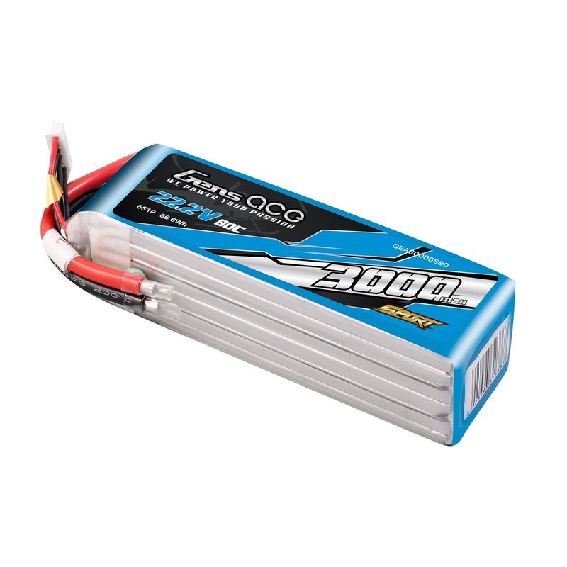 Gens ace 3000mAh 6S 80C 22,2V LiPo-batteri – utan kontakt – Sport (F5B)