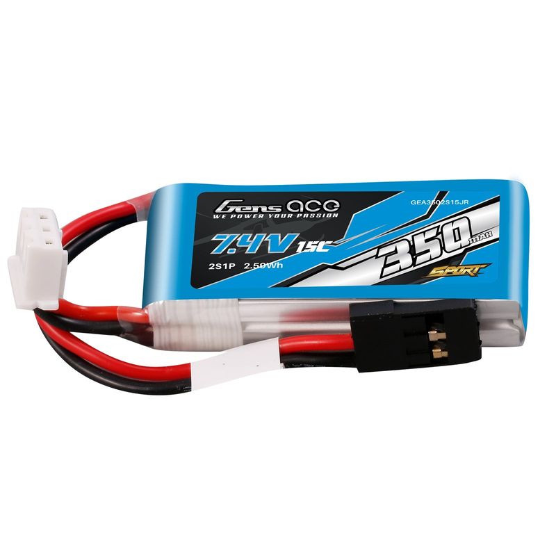Gens ace 350mAh 2S 15C 7,4V LiPo-batteri – JR kontakt – Sport (F3K)