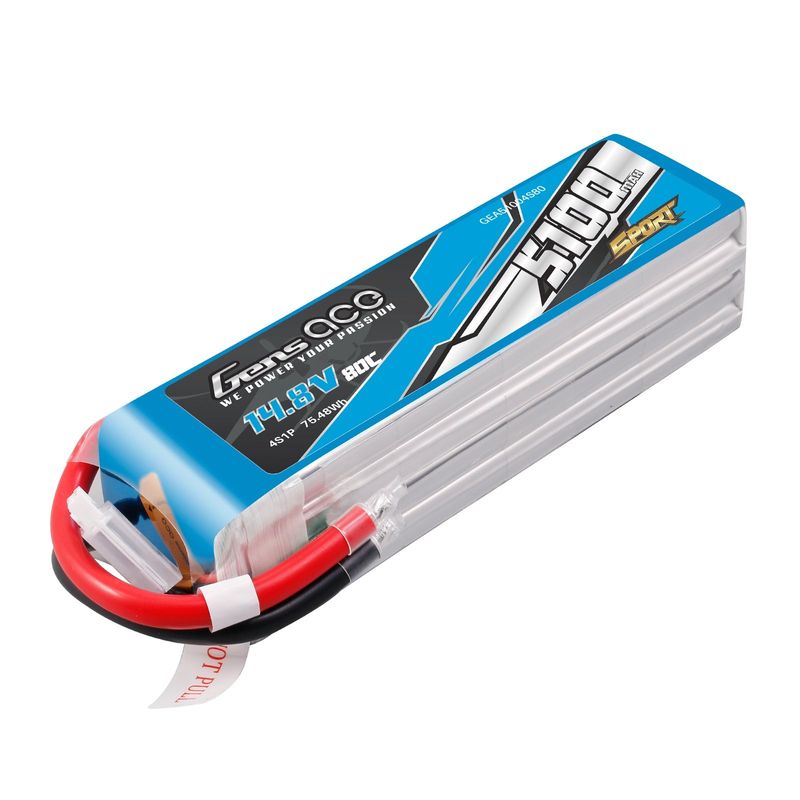 Gens ace 5100mAh 4S 80C 14,8V LiPo-batteri – utan kontakt – Sport (F5B)