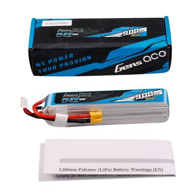 Gens ace 900mAh 4S 80C 14,8V LiPo-batteri – XT30 kontakt – Sport (F5J)