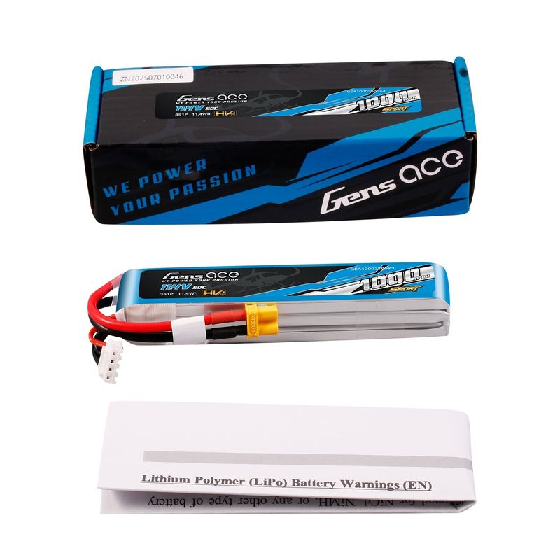 Gens ace 1000mAh 3S 60C 11,4V(HV) LiPo-batteri – XT30 kontakt – Sport (F5J)