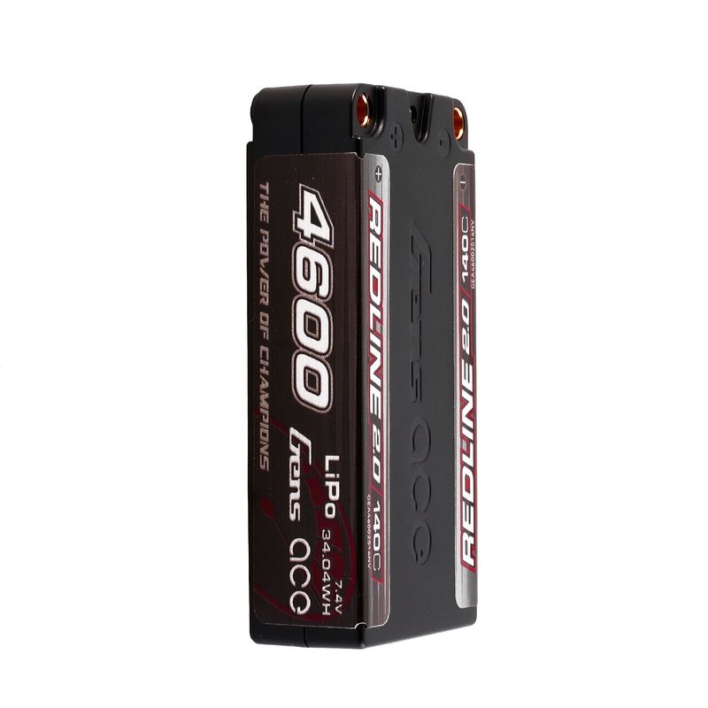 Gens ace 4600mAh 2S 140C 7,4V Shorty LiPo-batteri – 5,0mm bullet – Redline