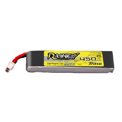 Tattu 450mAh 1S 95C 3,8V(HV) LiPo-batteri – BT 2,0 kontakt – R-Line 1,0 (4st)