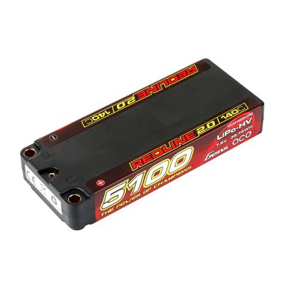 Gens ace 5100mAh 2S 140C 7,6V(HV) Mid-storlek LiPo-batteri – 5,0mm bullet – Redline