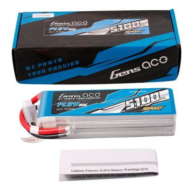 Gens ace 5100mAh 4S 80C 14,8V LiPo-batteri – utan kontakt – Sport (F5B)