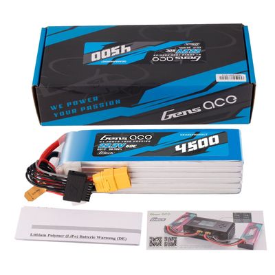 Gens ace 4500mAh 6S 60C 22,2V LiPo-batteri – XT90 kontakt – Heli