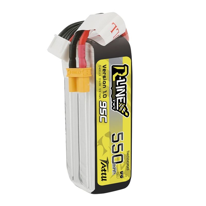 Tattu 550mAh 4S 95C 14,8V LiPo-batteri – XT30 kontakt – R-Line 1,0