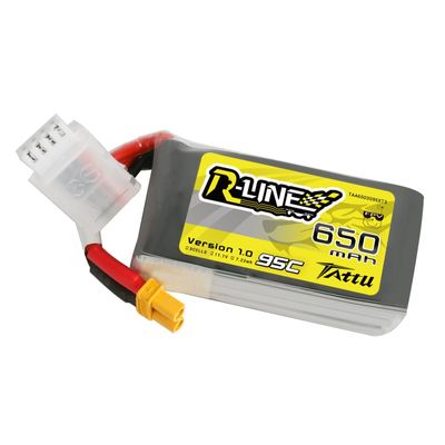 Tattu 650mAh 3S 95C 11,1V LiPo-batteri – XT30 kontakt – R-Line 1,0