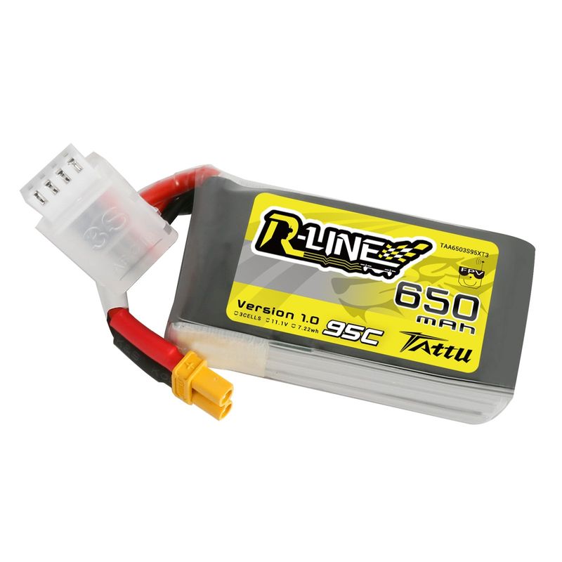 Tattu 650mAh 3S 95C 11,1V LiPo-batteri – XT30 kontakt – R-Line 1,0