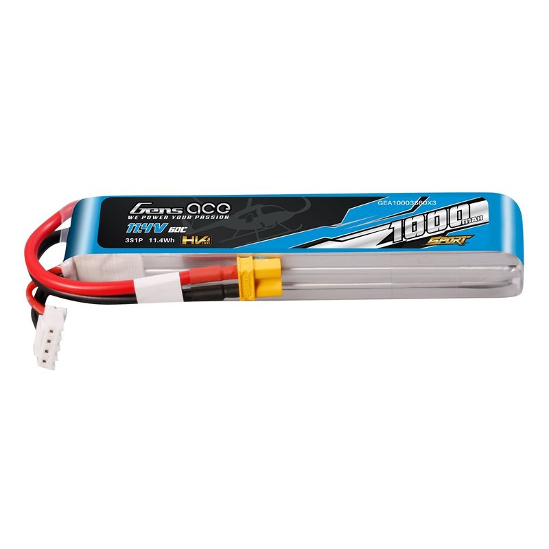 Gens ace 1000mAh 3S 60C 11,4V(HV) LiPo-batteri – XT30 kontakt – Sport (F5J)