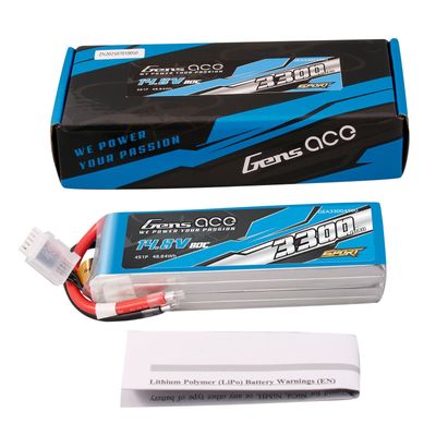 Gens ace 3300mAh 4S 80C 14,8V LiPo-batteri – utan kontakt – Sport (F5B)