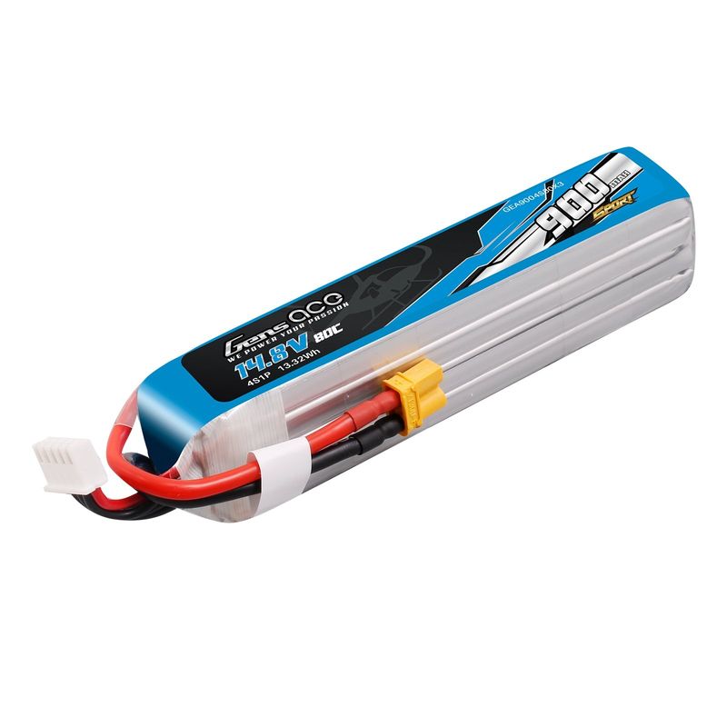 Gens ace 900mAh 4S 80C 14,8V LiPo-batteri – XT30 kontakt – Sport (F5J)