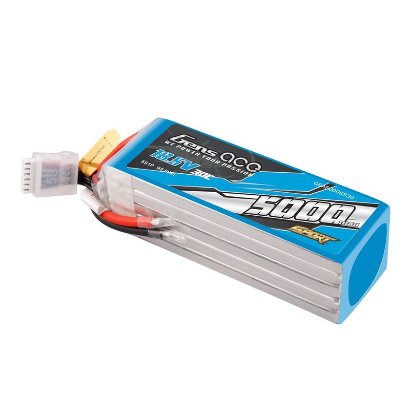 Gens ace 5000mAh 5S 30C 18,5V LiPo-batteri – utan kontakt – Sport (F3A)