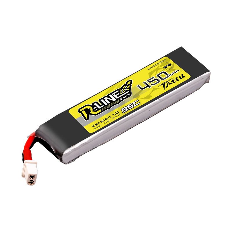 Tattu 450mAh 1S 95C 3,8V(HV) LiPo-batteri – BT 2,0 kontakt – R-Line 1,0 (4st)