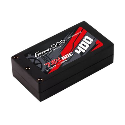 Gens ace 400mAh 2S 60C 7,6V(HV) LiPo-batteri – Hardcase – 2mm Bullet to XT60 adapter – Car Classic