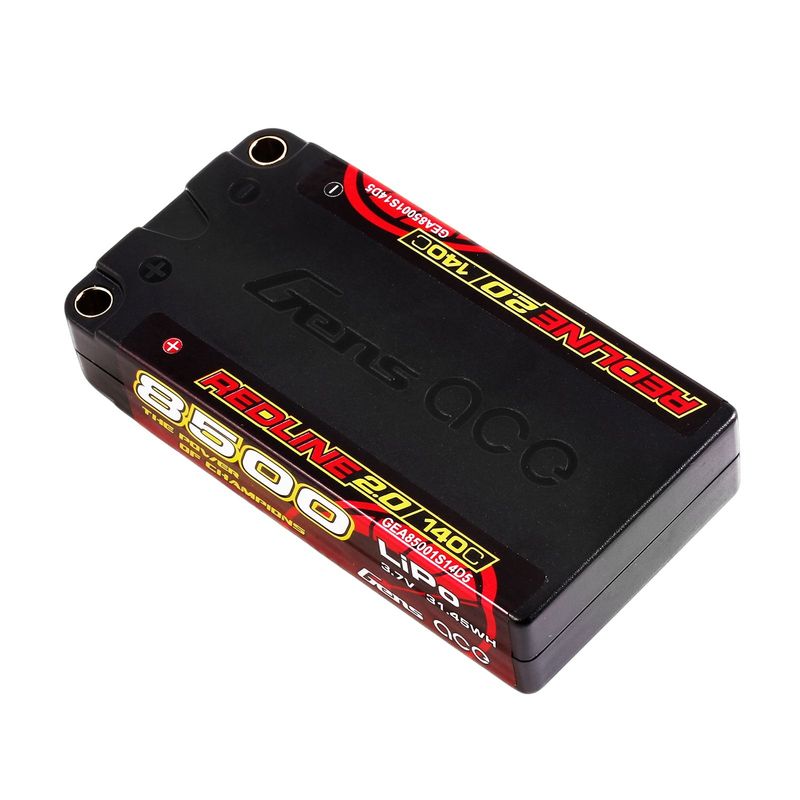 Gens ace 8500mAh 1S 140C 3,7V Shorty LiPo-batteri – 5,0mm bullet – Redline