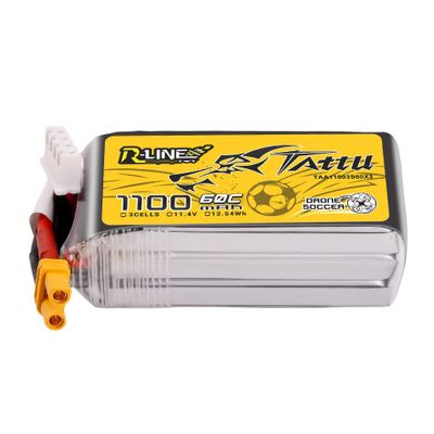 Tattu 1100mAh 3S 60C 11,4V(HV) LiPo-batteri – XT30 kontakt – R-Line