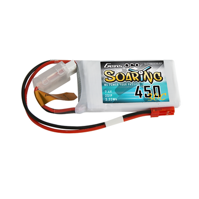 Gens ace Soaring 450mAh 2S 7,4V 30C LiPo-batteri med JST-SYP – produktbild 1
