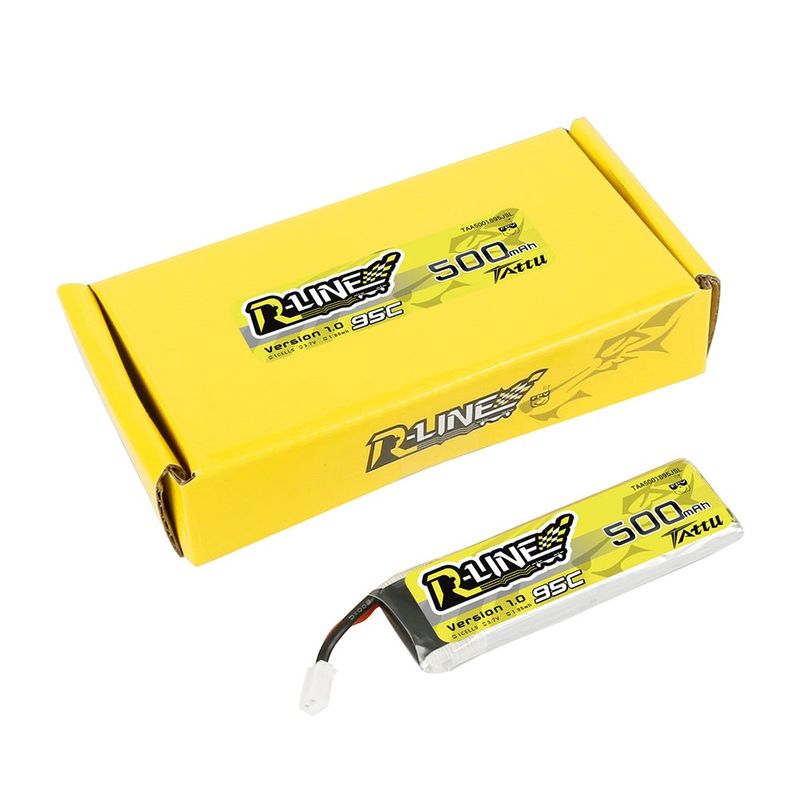 Tattu 500mAh 1S 95C 3,7V LiPo-batteri – PH2,0 kontakt – R-Line 1,0