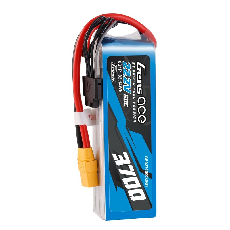 Gens ace 3700mAh 6S 60C 22,2V LiPo-batteri – XT90 kontakt – Heli