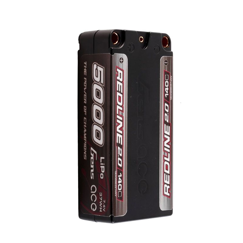 Gens ace 5000mAh 2S 140C 7,4V Shorty LiPo-batteri – 5,0mm bullet – Redline