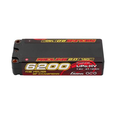 Gens ace 6200mAh 2S 140C 7,6V(HV) Mid-storlek LiPo-batteri – 5,0mm bullet – Redline
