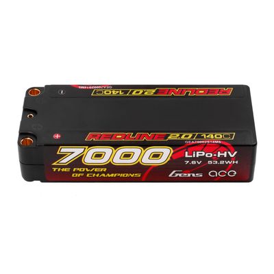Gens ace 7000mAh 2S 140C 7,6V(HV) Mid-storlek LiPo-batteri – 5,0mm bullet – Redline