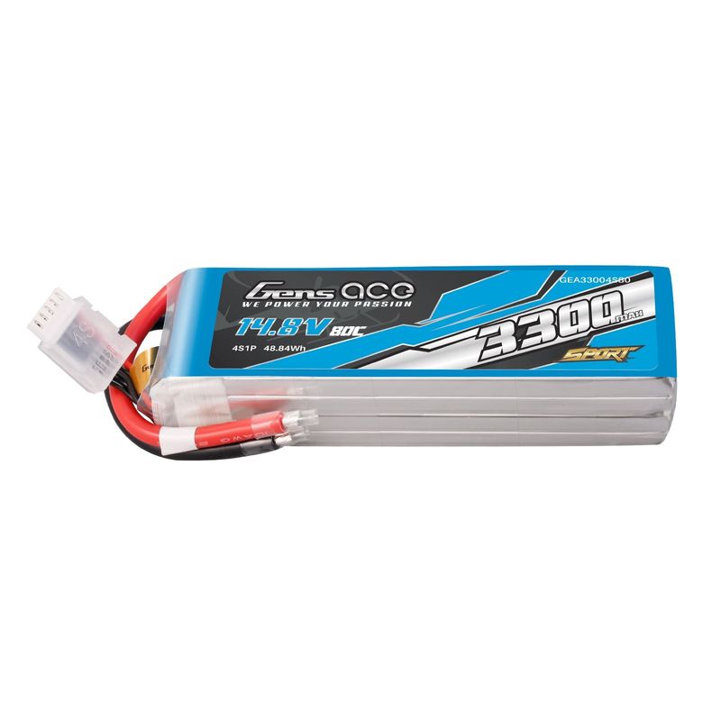 Gens ace 3300mAh 4S 80C 14,8V LiPo-batteri – utan kontakt – Sport (F5B)