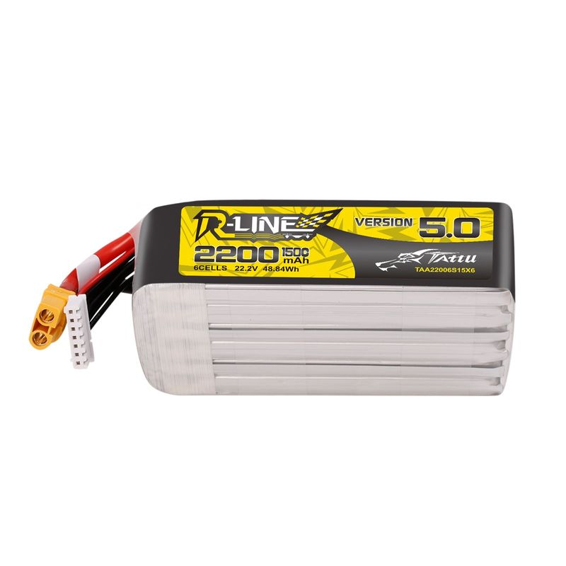 Tattu 2200mAh 6S 150C 22,2V LiPo-batteri – XT60U-F kontakt – R-Line 5,0