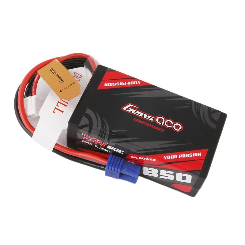 Gens ace 850mAh 2S 60C 7,4V LiPo-batteri – EC2 kontakt – Car Classic