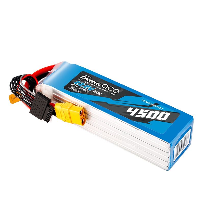 Gens ace 4500mAh 6S 60C 22,2V LiPo-batteri – XT90 kontakt – Heli